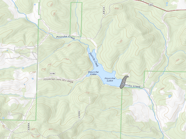 USGS topographic map of Fourche Lake Recreation Area