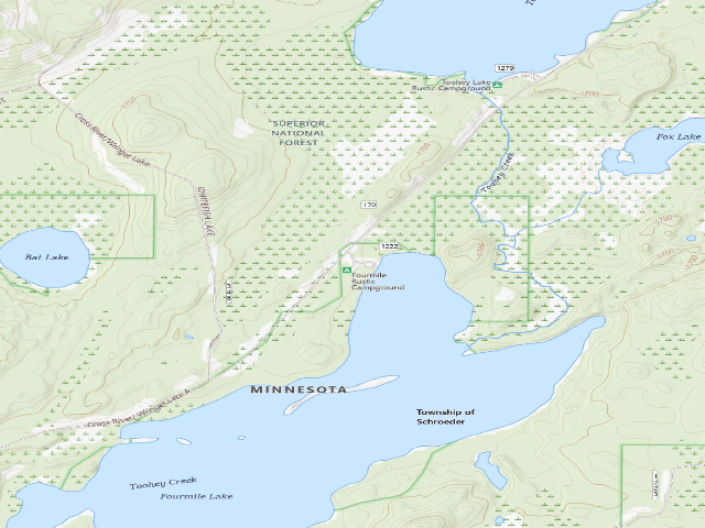 USGS topographic map of Fourmile Lake Campground