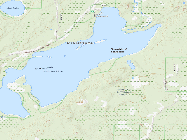 USGS topographic map of Fourmile Lake Site 1