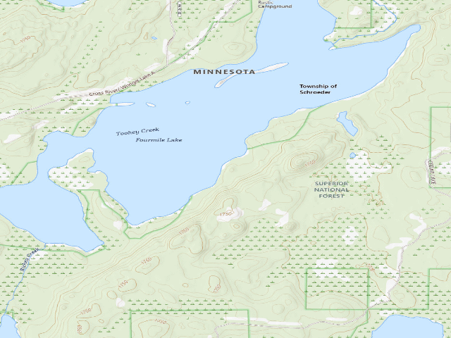 USGS topographic map of Fourmile Lake Site 2