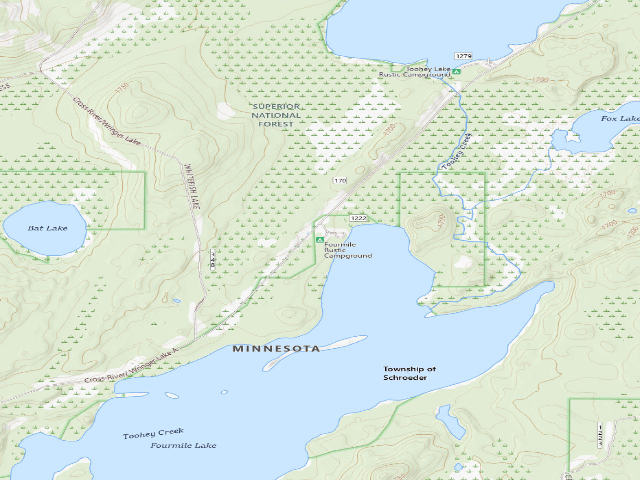 USGS topographic map of Fourmile Rustic Campground
