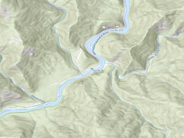 USGS topographic map of Fourth Of July Camp