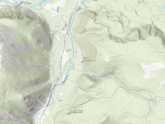 USGS topographic map of Fourth Of July Campground