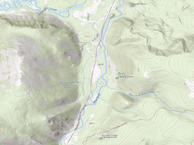 USGS topographic map of Fourth of July Campground