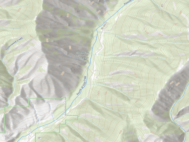 USGS topographic map of Fourth Of July Camping Area
