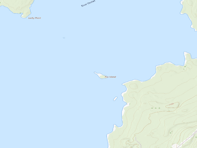 USGS topographic map of Fox Island (Moosehead Lake Shoreline Public Land)