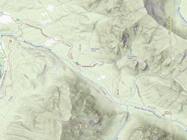 USGS topographic map of Fr 3163 East Fork Hyalite Creek 045