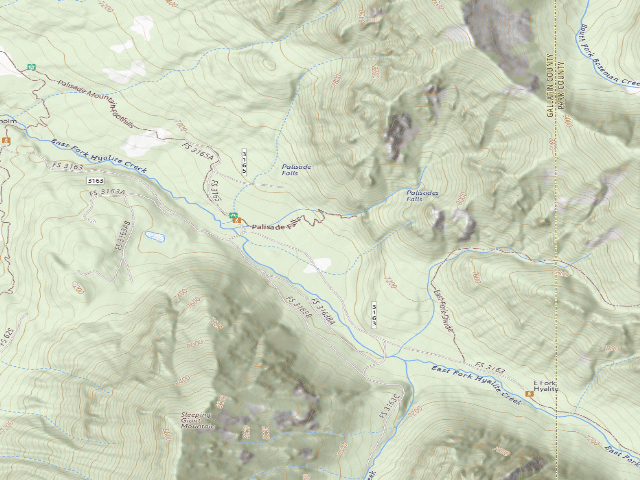 USGS topographic map of Fr 3163 East Fork Hyalite Creek 046