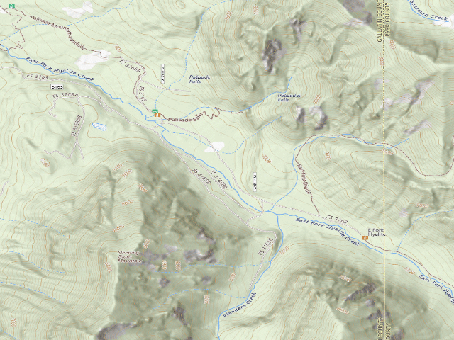 USGS topographic map of Fr 3163 East Fork Hyalite Creek 048