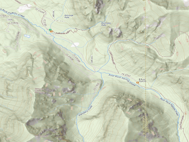 USGS topographic map of Fr 3163 East Fork Hyalite Creek 053