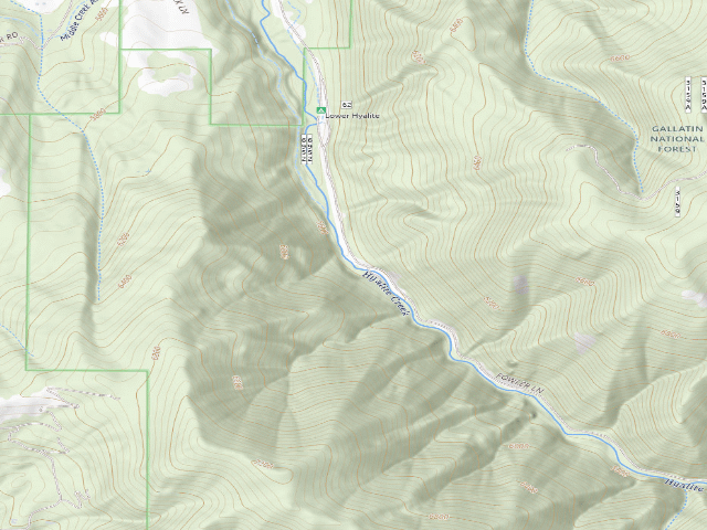 USGS topographic map of Fr 62 Hyalite Recresident Pullout A 001