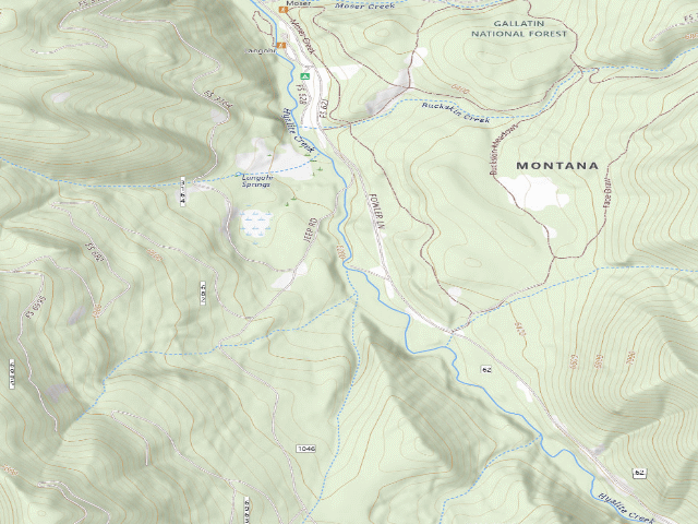 USGS topographic map of Fr 62 Lower Hyalite Creek Road 019H