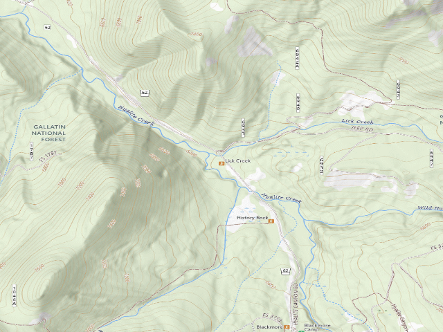 USGS topographic map of Fr 62 Lower Hyalite Creek Road 024C