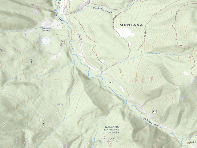 USGS topographic map of Fr 62 Lower Hyalite Creek Road 7A