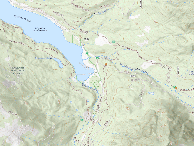 USGS topographic map of Fr 62 Upper Hyalite Creek Road 061