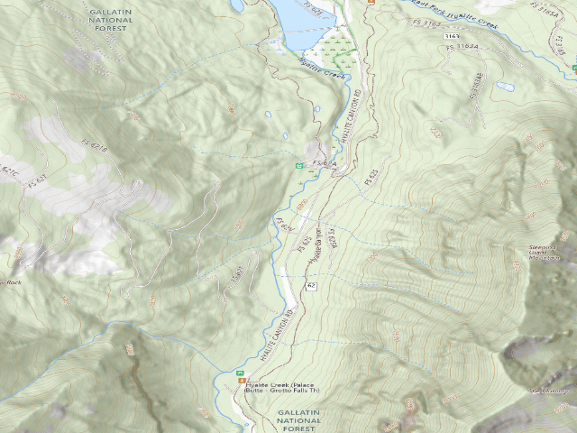 USGS topographic map of Fr 62 Upper Hyalite Creek Road 065C