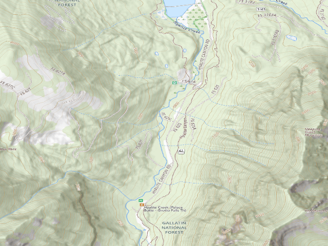 USGS topographic map of Fr 62 Upper Hyalite Creek Road 065H