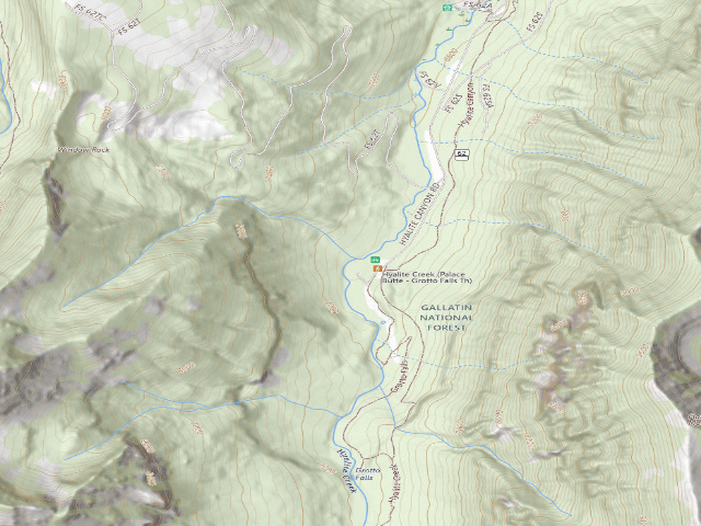USGS topographic map of Fr 62 Upper Hyalite Creek Road 070C