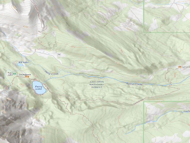USGS topographic map of Fr74-06A Fairy Lake Road