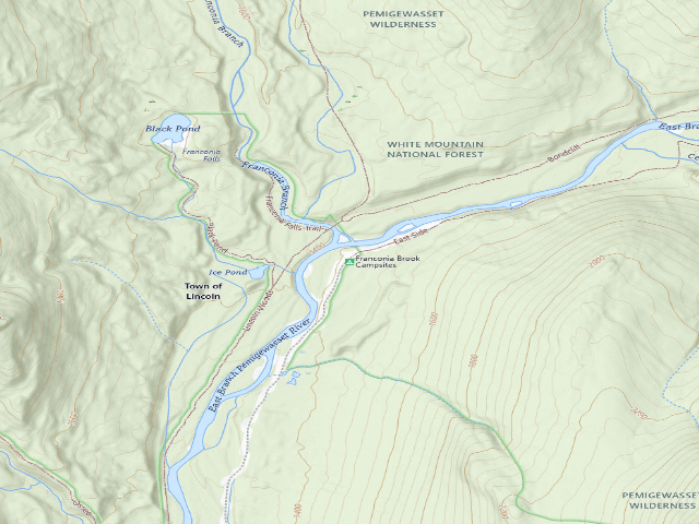 USGS topographic map of Franconia Brook Campsites