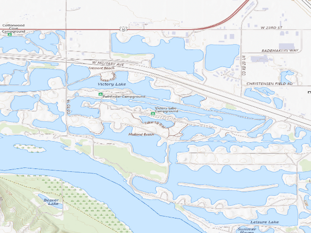 USGS topographic map of Fremont Lakes SRA