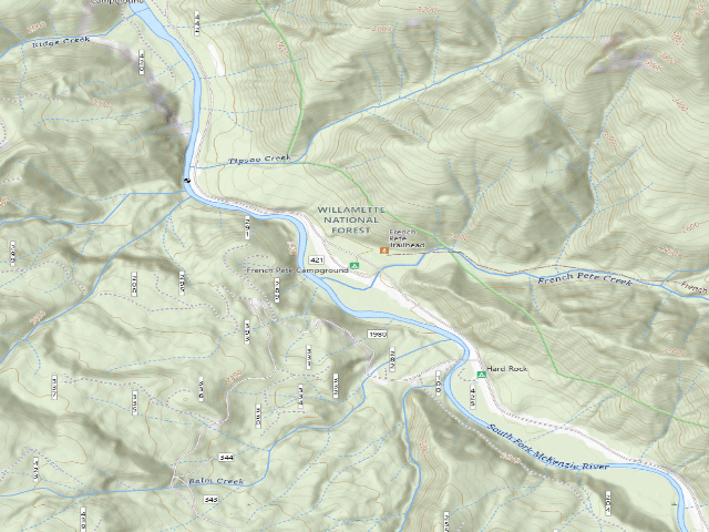 USGS topographic map of French Pete Campground
