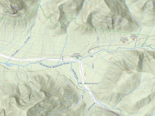 USGS topographic map of Frissell Crossing Campground