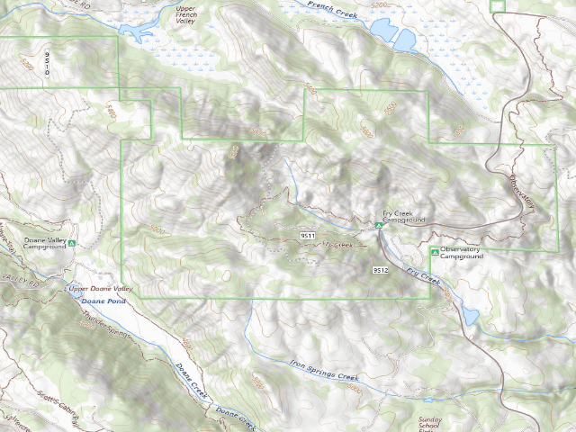 USGS topographic map of Fry Creek Campground