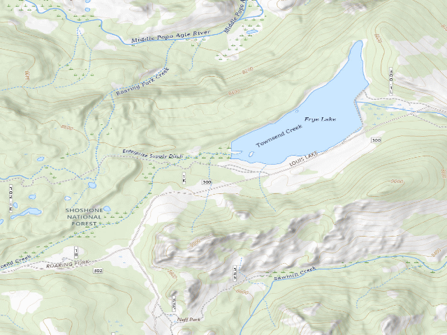 USGS topographic map of Frye Lake Dispersed Camping