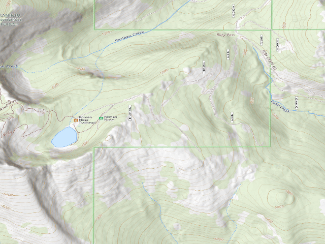 USGS topographic map of Fs Road 2667 (Roman Nose Access)