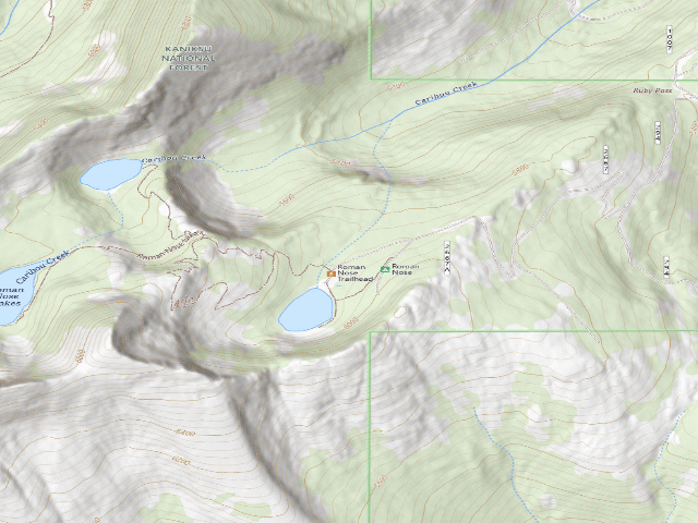 USGS topographic map of Fs Road 2667 (Roman Nose Access)