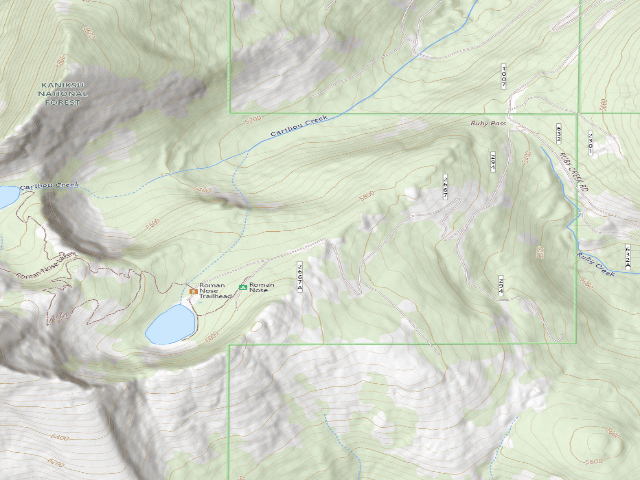 USGS topographic map of Fs Road 2667 (Roman Nose Access)