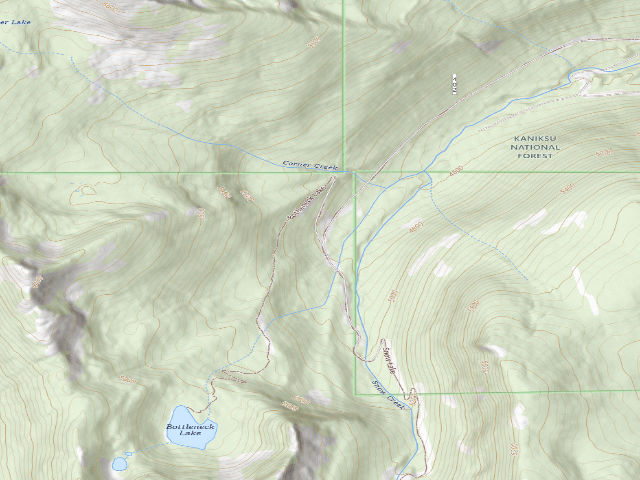 USGS topographic map of Fs Trail 187 (Bottleneck Lake Access)