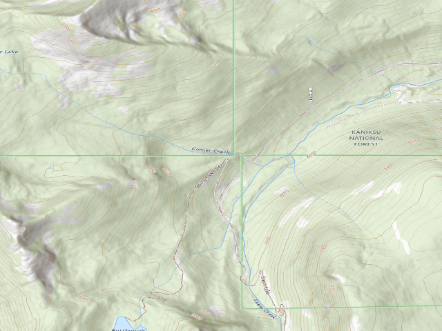 USGS topographic map of Fs Trail 187 (Bottleneck Lake Access)