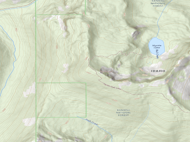 USGS topographic map of Fs Trail 286 (Myrtle Peak/Lake Access) 