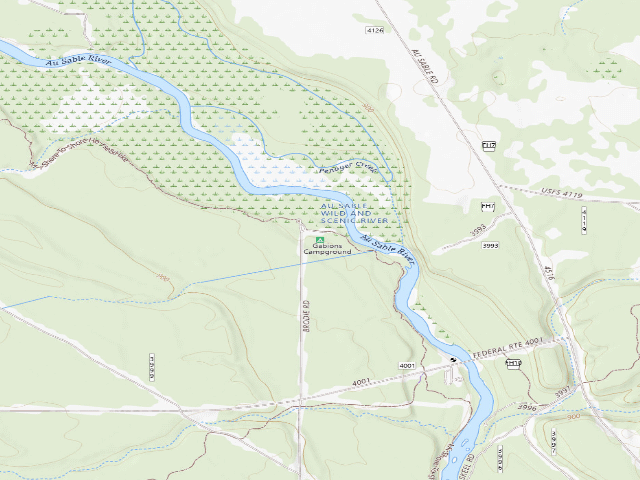 USGS topographic map of Gabions Campground