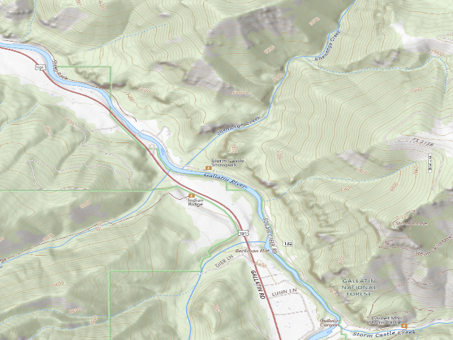 USGS topographic map of Gallatin River Strm Cstl Rd 1A