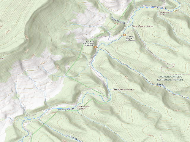 USGS topographic map of Gandy Creek Camping Area