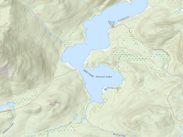 USGS topographic map of Garnet Lake Campsite #5 (Wilcox Lake Wild Forest)
