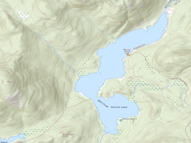 USGS topographic map of Garnet Lake Campsite #7 (Wilcox Lake Wild Forest)