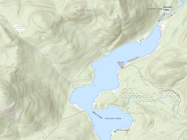 USGS topographic map of Garnet Lake Campsite #8 (Wilcox Lake Wild Forest)