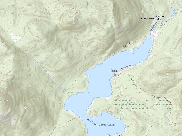 USGS topographic map of Garnet Lake Campsite #9 (Wilcox Lake Wild Forest)