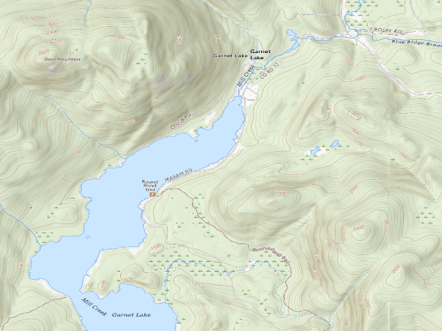 USGS topographic map of Garnet Lake Rd #2 Campsite (Wilcox Lake Wild Forest)