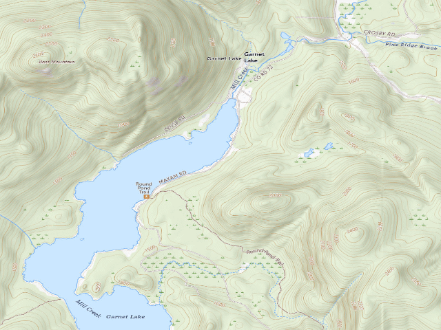 USGS topographic map of Garnete Lake Rd #1 Campsite (Wilcox Lake Wild Forest)