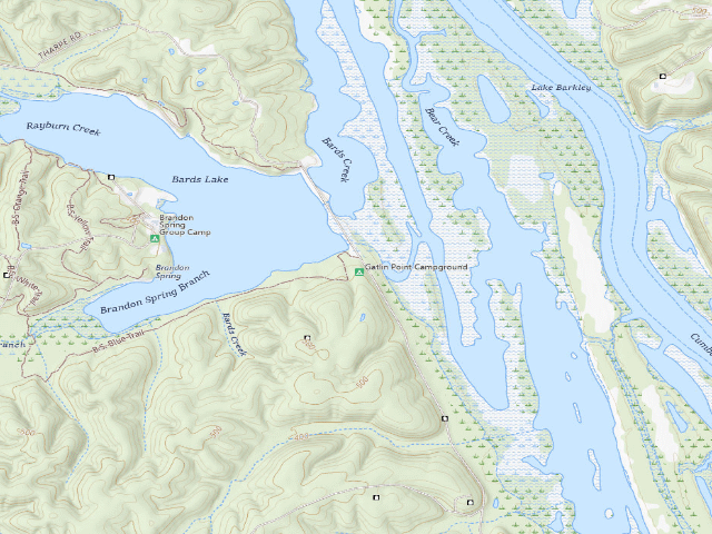 USGS topographic map of Gatlin Point Campground at Land Between The Lakes