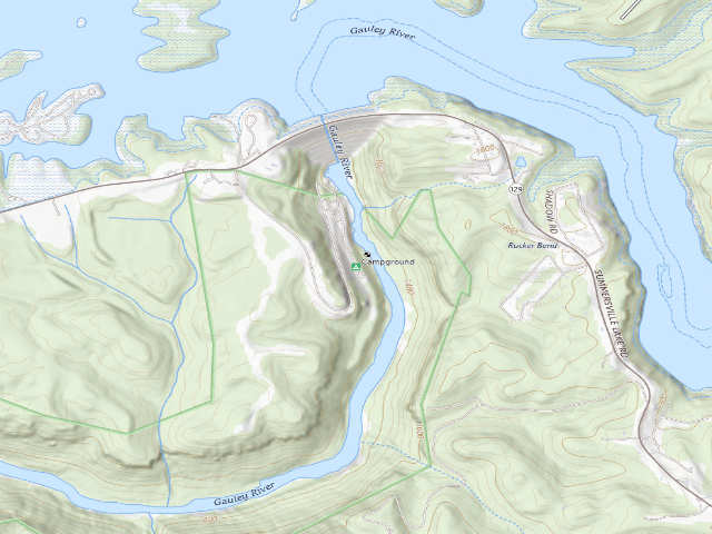 USGS topographic map of Gauley Tailwaters Campground