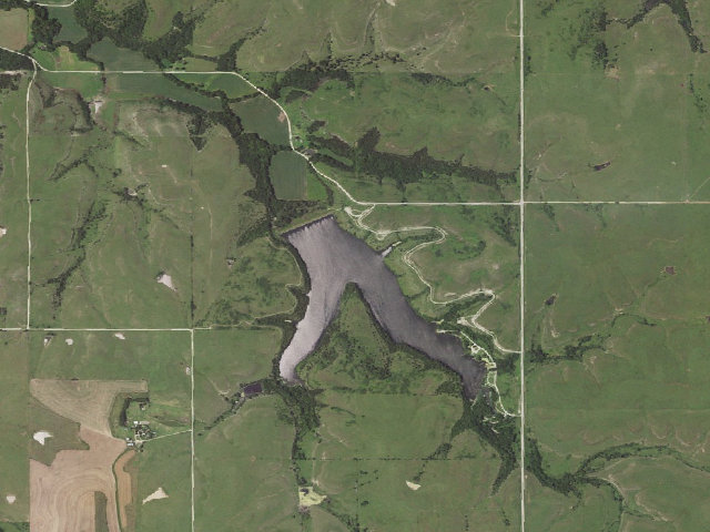Aerial image of Geary State Fishing Lake