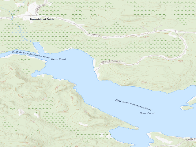 USGS topographic map of Gene's Pond State Forest Campground