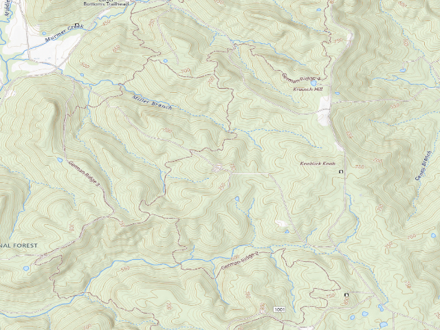 USGS topographic map of German Ridge Roadside Dispersed Campsite 1 (Hoosier NF)