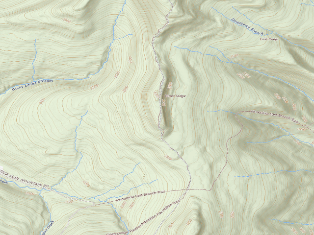 USGS topographic map of Giant Ledge Campsite 4 [DEC #228571] (Slide Mountain Wilderness)